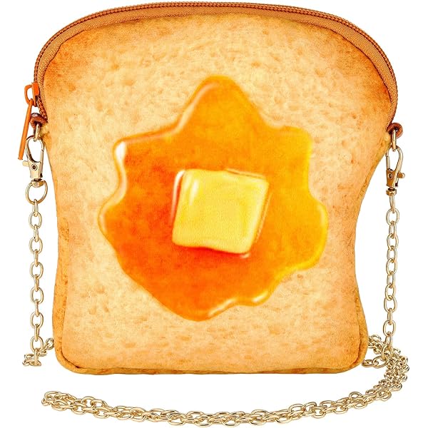 QiMing butter Toast Shoulder Bag,Cute Plush Food Crossbody QiMing butter Toast Shoulder Bag,Cute Plush Food Crossbody